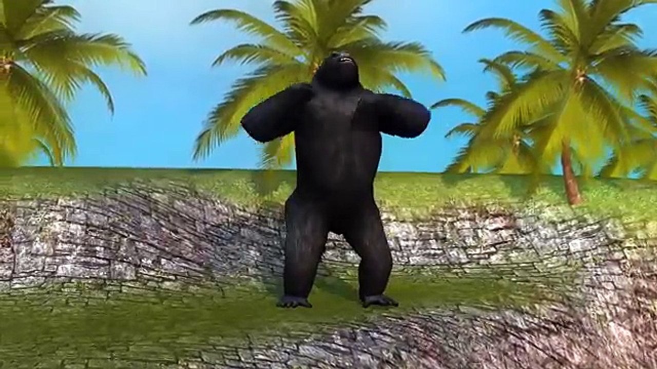funny Gorilla finger family ,lion animal cartoon rhymes