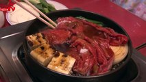 Sukiyaki - beef dip Japanese raw egg makes Uranus salivate because cravings