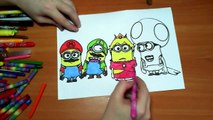 Minions New Coloring Pages for Kids Colors Coloring colored markers felt pens pencils