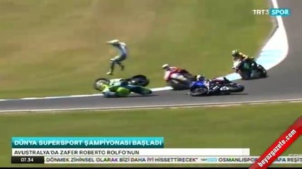 Dünya Supersport Şampiyonası'na damga vuran kaza!