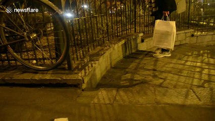 Rat scares people away in Paris