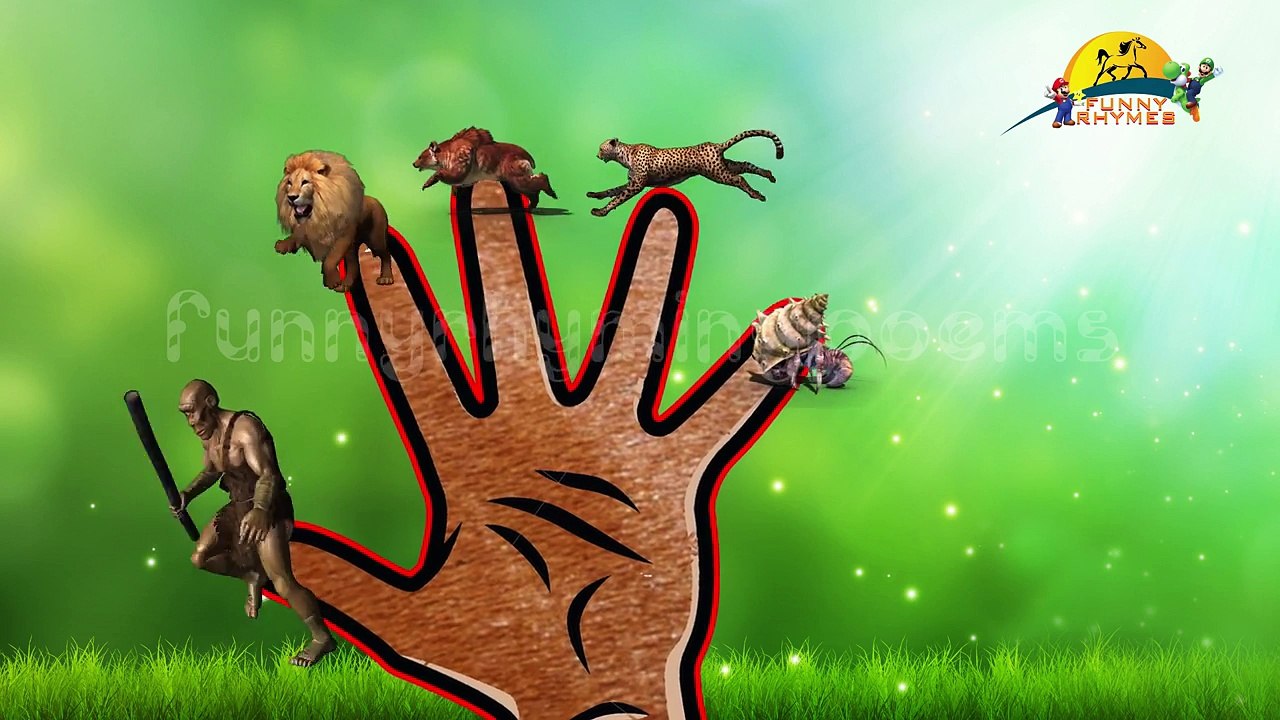 El león,el Tigre,Guepardo Dedo de la Familia 3d animales animados en inglés rimas de la Colección de 2 horas vid