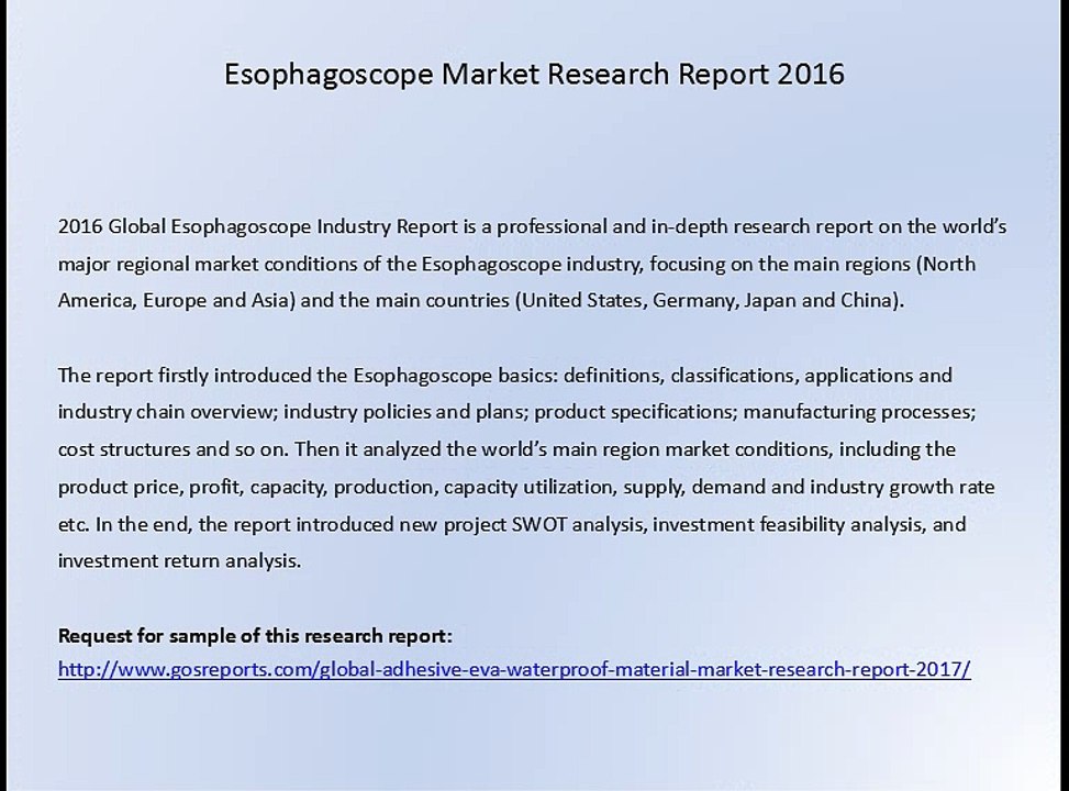 Esophagoscope Market Research Report 2016