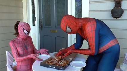 Spiderman vs Joker vs Pink Spidergirl - Pizza Prank Fart! Fun Superhero Playlist In Real L