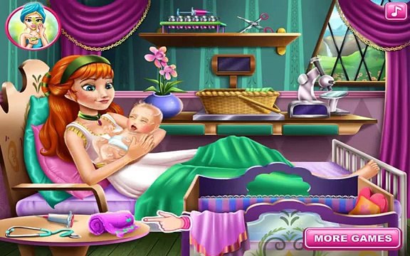 Disney Princesses Elsa Anna & Rapunzel Birth Care Compilation Baby Games