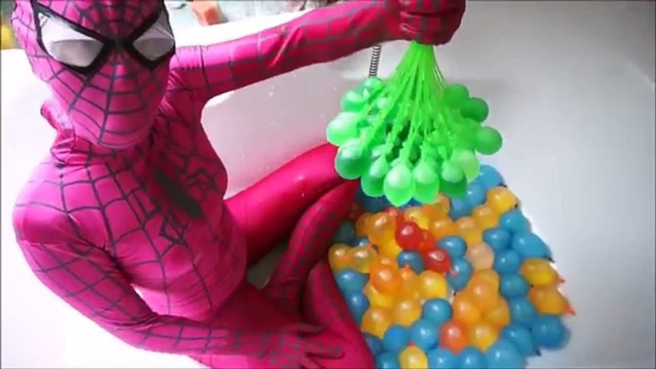TOP SpiderGirl Spider-man Wet Balloons Compilation - Learn Colours Balloon Finger Nursery