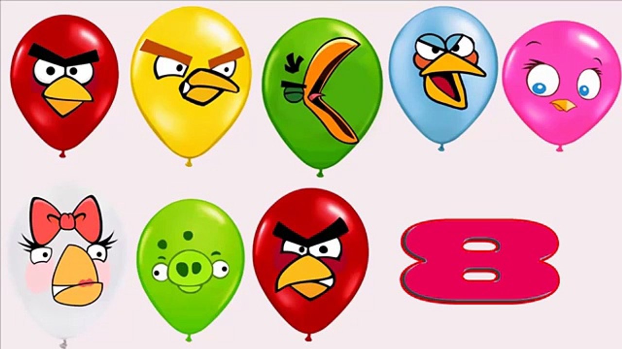 Learn to Count Numbers 1 to 10 with Angry Birds Balloons - Learn Colors With Angry Birds B