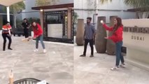 Momina Mustehsan playing cricket in Dubai