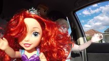 Fun Carpool Ride Disney Princess Baby Alive Doll Frozen Elsa Princess Ariel Carpool Party