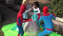 Police chase Joker vs Catwomen Thief Giant Surprise Eggs of Elsa vs Spiderman baby Funny v