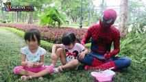 Đi tìm Peppa pig ngoài công viên - Bé Bún và Người Nhện | Spiderman funny Peppa pig | Crea