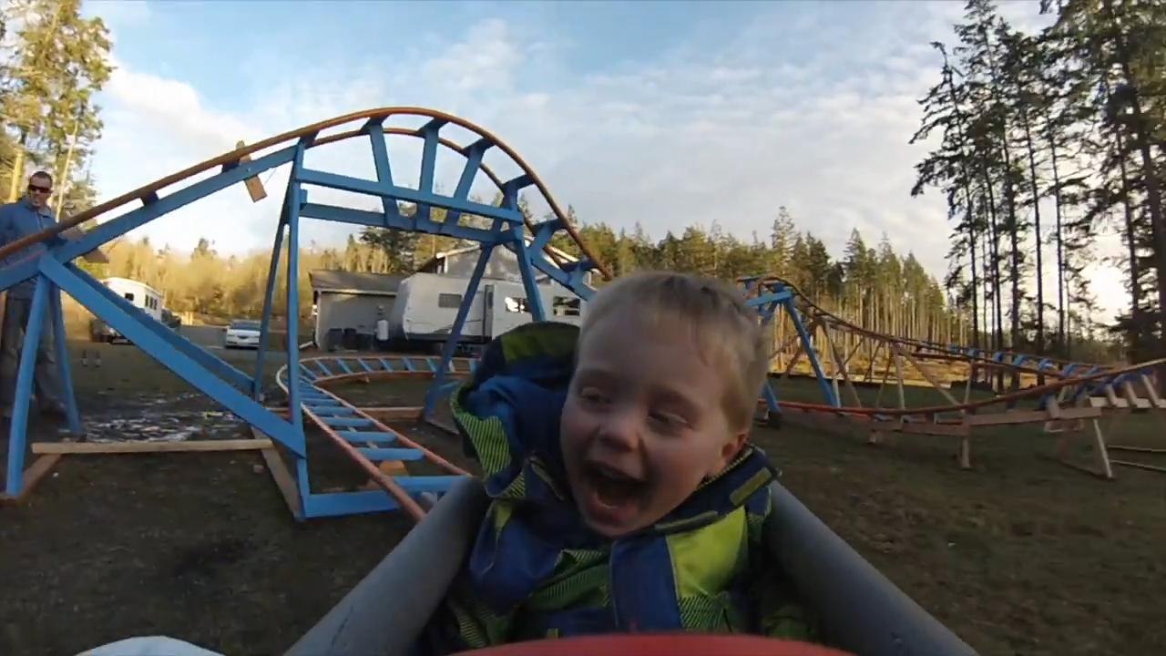 Back Yard Roller Coaster - Wyatt's First Ride