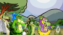 Los dinosaurios Vs Cocodrilo | de dibujos animados Animales Dedo de la Familia Rimas | guardería de niños animados k