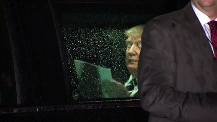 Trump practices speech in limo