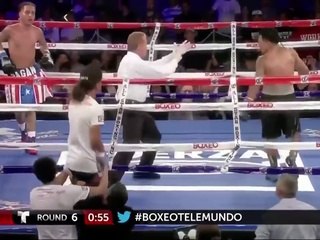 Скачать видео: Quand un spectateur monte sur le ring pour frapper un boxeur en plein combat