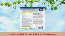 READ ONLINE  Murachs SQL Server 2016 for Developers