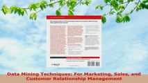 READ ONLINE  Data Mining Techniques For Marketing Sales and Customer Relationship Management