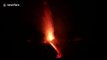 Stunning footage of Etna crater spewing lava