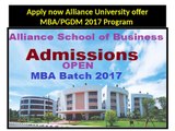 Apply now Alliance University offer MBA/PGDM 2017 Program