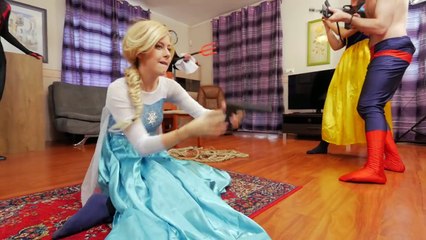 Spiderman Rescue S.W.A.T. Frozen ELSA! w/ Vendetta Snow White FUN IRL Superhero in Real Li