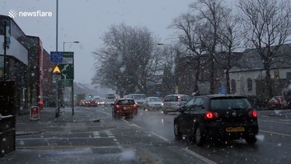 Transport disrupted as heavy snow falls in Manchester
