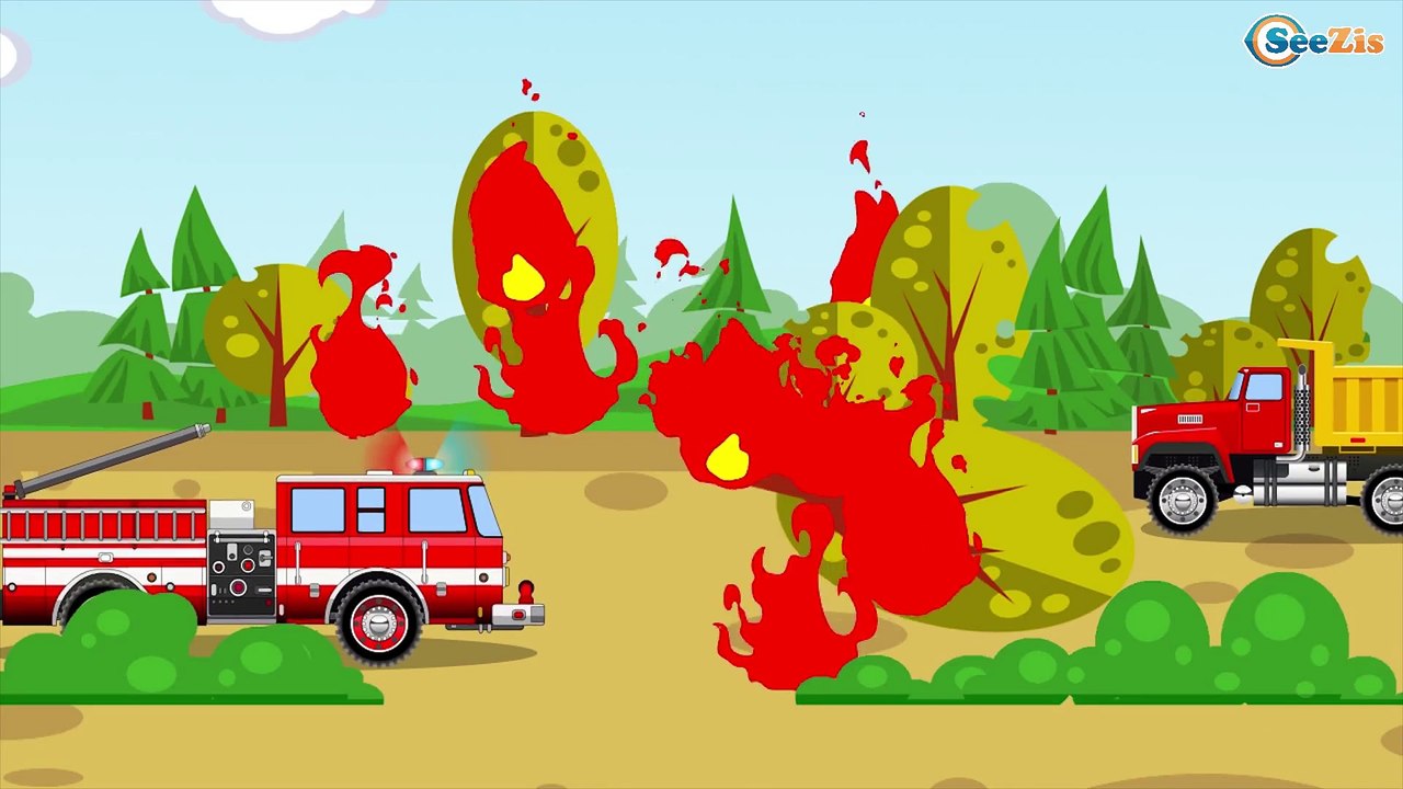 The Fire Truck hurry to the rescue - fire in the forest | Car Cartoon for children Episode 18
