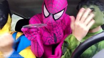 Супергерой ездить автобазы Танцевальная вечеринка! Супермен Человек-Паук Бэтмен розовый Человек-паук смешное видео