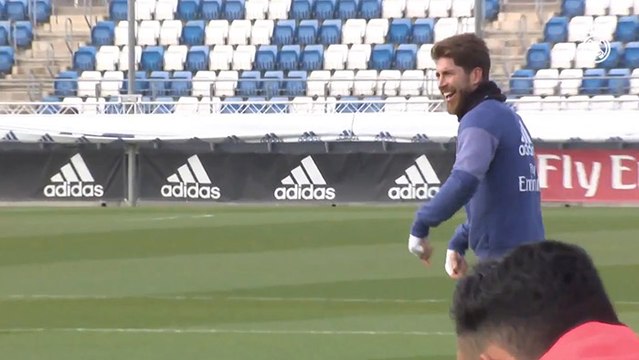 Treino do Real tem belo gol de Sergio Ramos e boas defesas