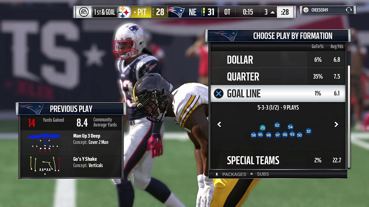 Madden NFL 17 , 2nd OT when I was up 31-28 at end of 1st OT.