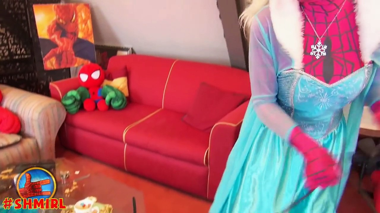 Pregnant Spidergirl and Spiderbaby Frozen Elsa & Wedding Dress - Superhero Movie in Real L