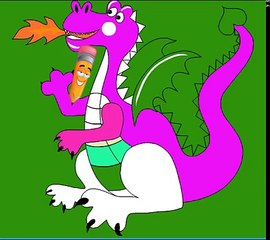 Happy Purple Dragon picture coloring for babies learning
