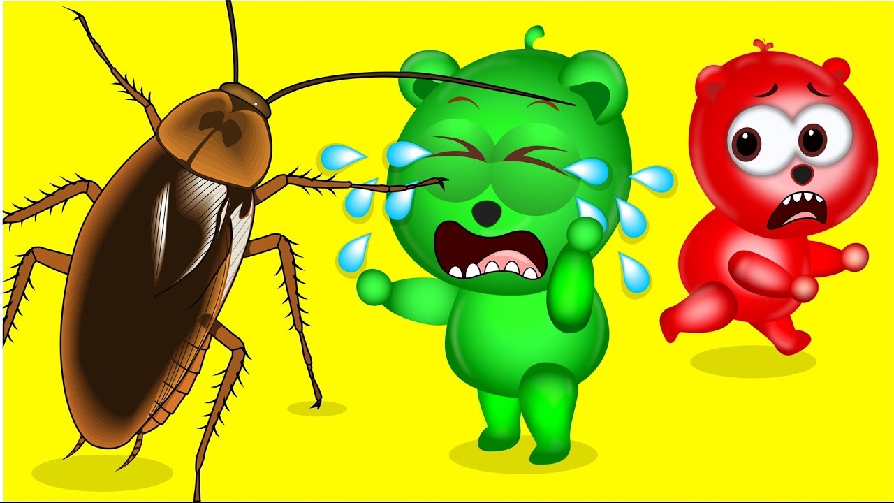 Mega Gummy Bear Cockroach Attack  Finger Family Rhyme For Kids ¦ Gummy