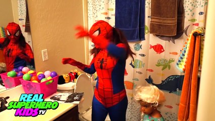 Superheroes Dancing In a Car: DISNEY FROZEN ELSA vs SPIDERMAN vs BABY SPIDEY vs PINK SPIDERGIRL FUN