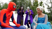 EVIL ELSA CHAINS Spiderman & Frozen Elsa! w/ Maleficent Joker Pink Spidergirl! Funny Super