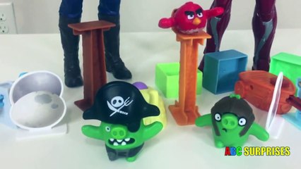 Caption America Civil War vs Iron Man Angry Bird McDonald Happy Meal Toys Learn Colors Egg Surprise