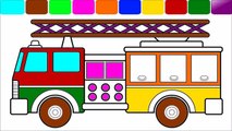 Learn Colors & Vehicles: Fire Truck ★ Coloring Book ★ Teach Colours for Kids Baby Toddler