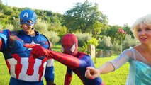 Замороженные elsa и Человек-Паук против погоды Малефисента и Капитан Америка смешные супергероев :