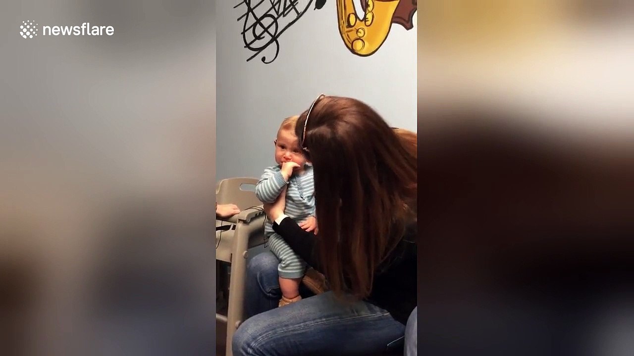 Baby cries as he hears for the first time thanks to cochlear implants