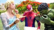 Человек-паук и Халк настоящая Пицца время против Малефисента! ж замороженные elsa и Spiderbaby супергерой удовольствие