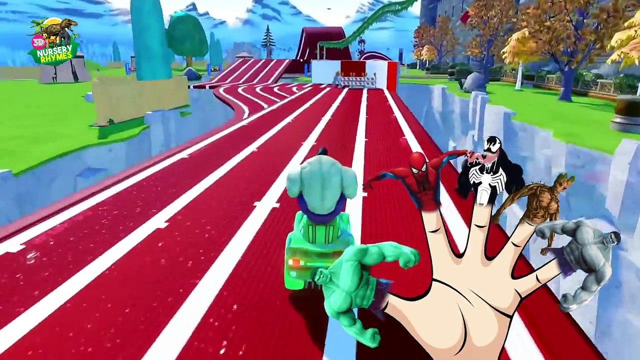 Spider Man Vs Hulk Disney Pixar Car Race Finger Family Song | Finger Family McQueen Cars Colors