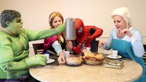 Замороженные Эльза и Анна против Человек-паук и Халк замороженные торт вызов реальной жизни супергероев удовольствие