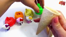 Play Doh Ice Cream Cone | Learn Colours Rainbow | Surprise Toys Hello Kitty