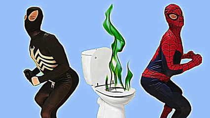 Spiderman VS Negro de Spiderman Caca de Broma!! | PEDO batalla Aceptado | Películas de Superhéroes en rea