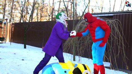 Poop spider man Joker cook - Funny kids story about spiderman minion Frozen Elsa and Malef