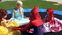 Superhero Compilation! Frozen Elsa and Spiderman Pool party with disney princesses and bad