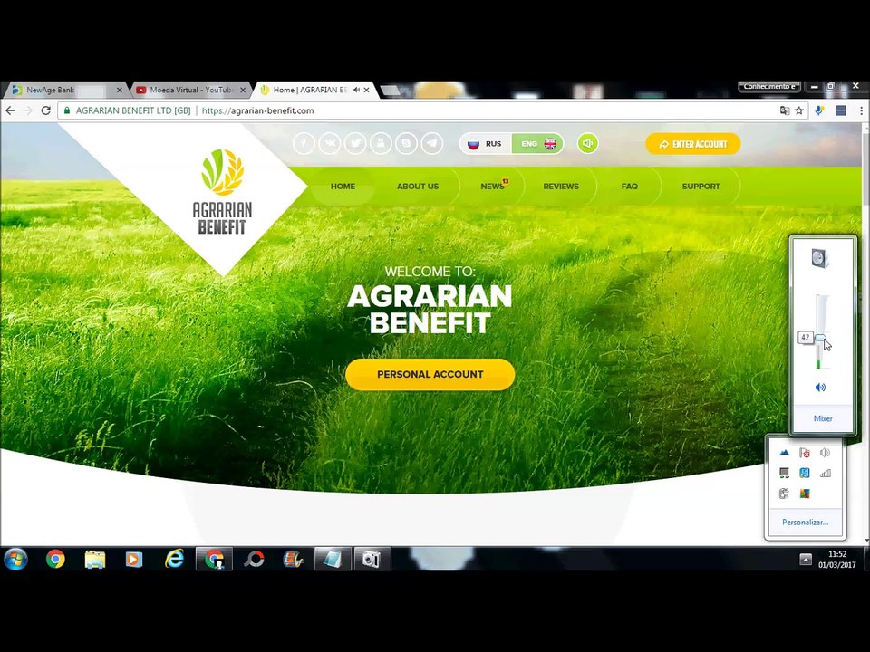 Agraria Benefit 5% por dia Minimo investimento 10 dolares