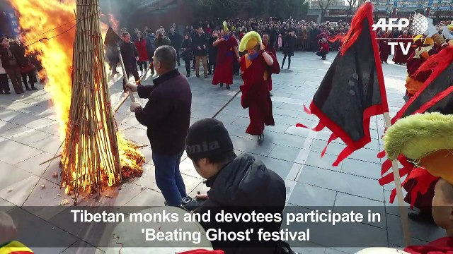 Tibetan monks, devotees participate in 'Beating Ghost' festival