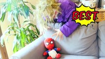 Frozen Elsa Loses Her Dress vs Joker Pranks! w/ Spiderman Spider Baby Flies & Fun Superher