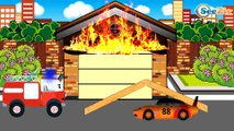 Racing Cars, Police Car and Fire Truck - Funny Adventures. Emergency Vehicles Cartoon for children