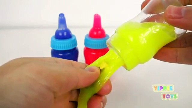 LEARN COLORS Baby Bottle & Toilet SLIME Surprise Toys Shopkins Minecraft Disney Toys!